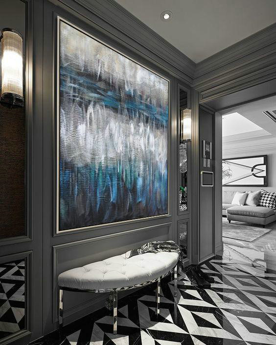 Extra Large 72" Acrylic Painting,Oversized Contemporary Painting,Large Abstract Art Handmade Acrylic Painting,White,Blue,Brown,Black.etc